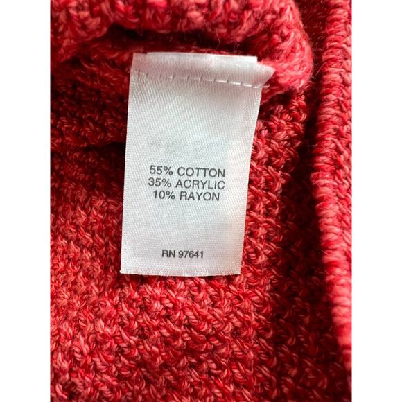 J Jill V Neck Sweater Womens Size Medium Waffle Knit Pullover Cotton Blend Red - Picture 8 of 9